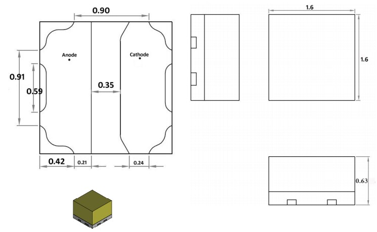 Mechanical Drawing - Luminus Devices MP-1616 SMD Mid-Power LEDs