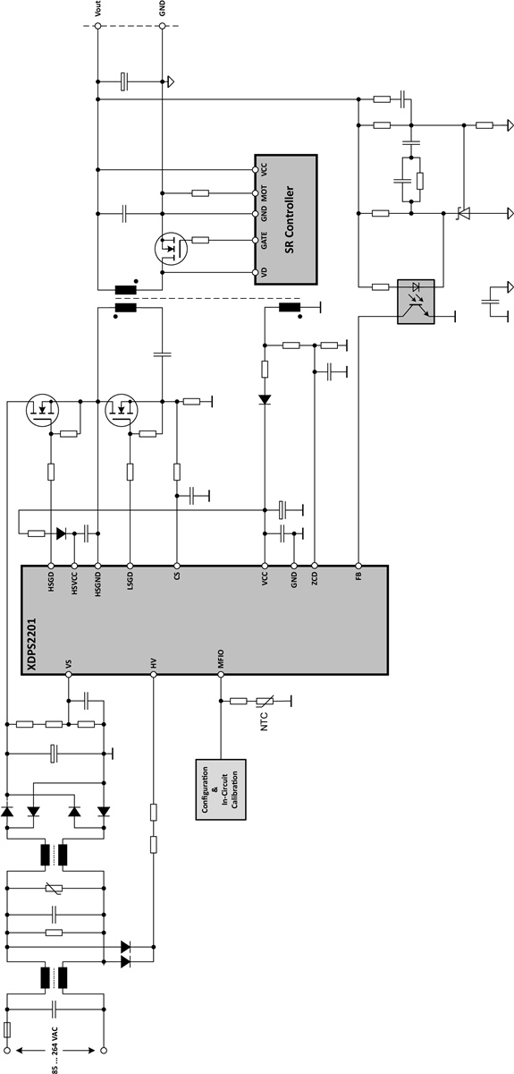Application Circuit Diagram - Infineon Technologies XDPS2201 Hybrid-Flyback Controller