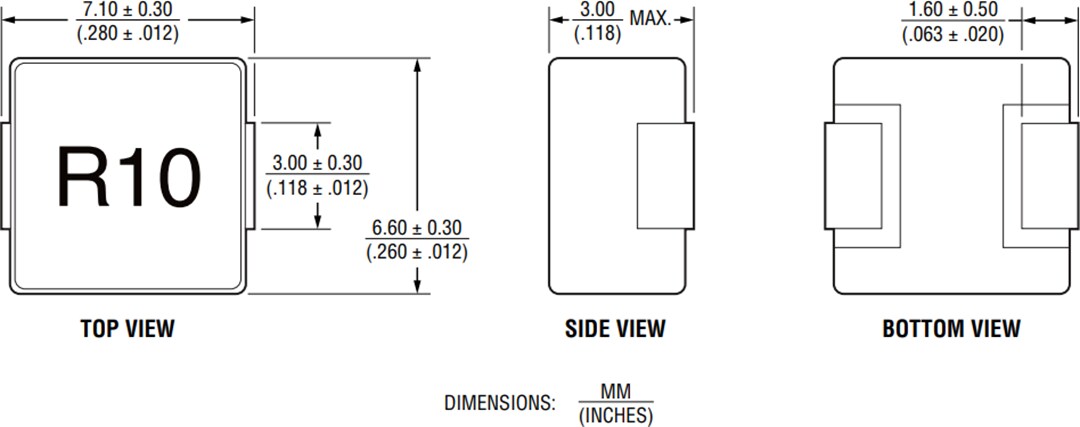 Mechanical Drawing - Bourns SRP6530A Shielded Power Inductors