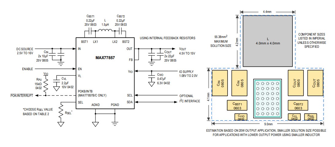 Application Circuit Diagram - Analog Devices / Maxim Integrated MAX77857 Buck-Boost Converters