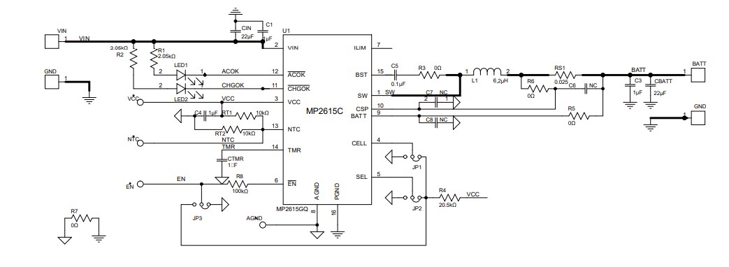 Schematic - Monolithic Power Systems (MPS) EV2615C-Q-00A Evaluation Board