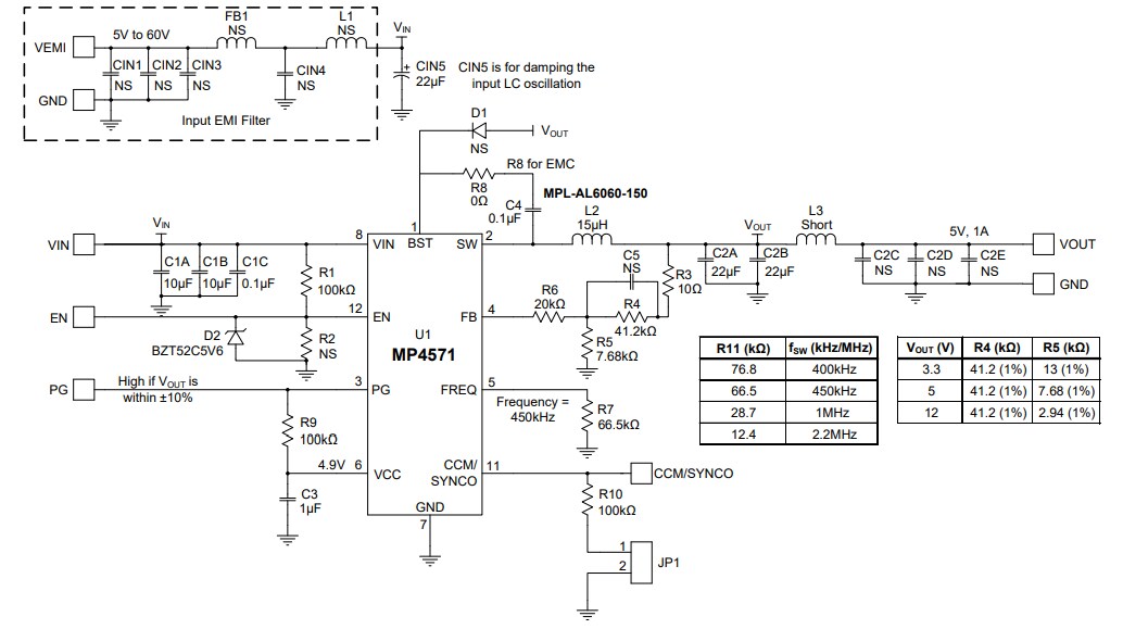 Schematic - Monolithic Power Systems (MPS) EVBL4571-QB-00A Evaluation Board