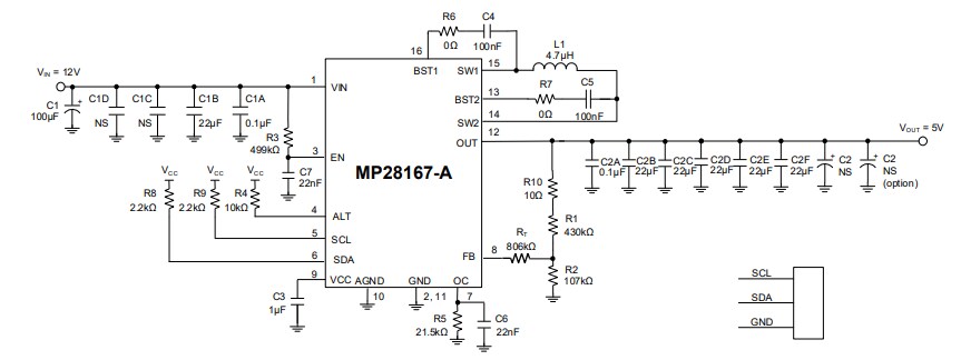 Schematic - Monolithic Power Systems (MPS) EVL28167-A-Q-00A Evaluation Board