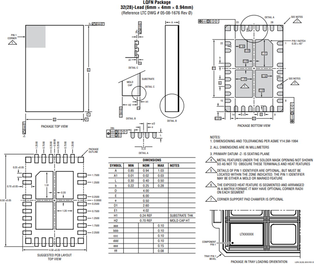 Mechanical Drawing - Analog Devices Inc. LT8350/LT8350S Synchronous Buck-Boost Converters