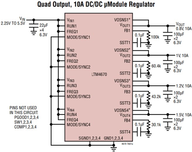 Analog Devices Inc. LTM4670 Quad μModule® Regulator