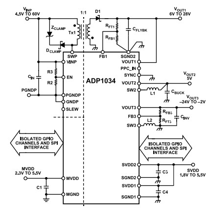 Application Circuit Diagram - Analog Devices Inc. ADP1034 Micropower Management Unit (PMU)