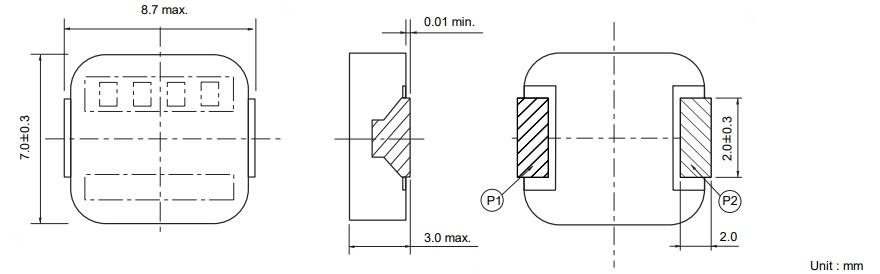 Mechanical Drawing - Panasonic Electronic Components ETQ-P3L Power Inductor