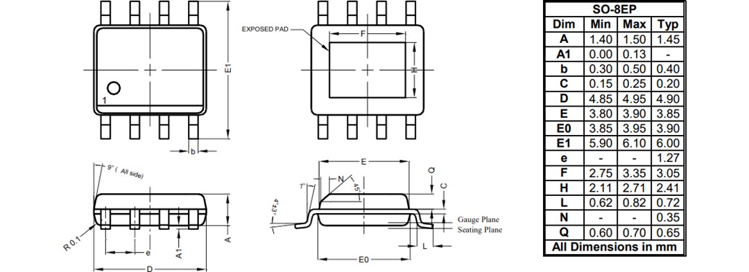 Mechanical Drawing - Diodes Incorporated AP7375Q Automotive Ultra-Low Drop-Out Regulators