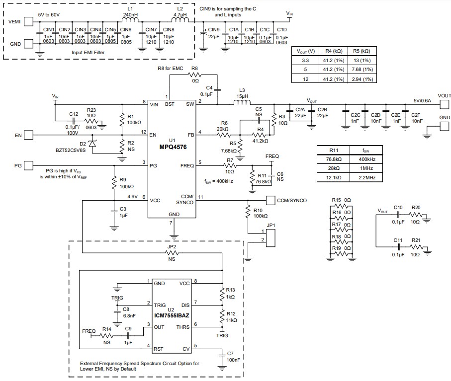 Schematic - Monolithic Power Systems (MPS) EVQ4576 Evaluation Board