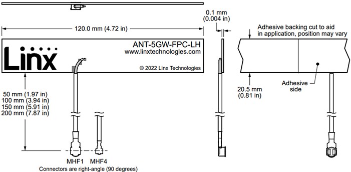 TE Connectivity / Linx Technologies ANT-5GW-FPC-LH Flexible Cellular Sub-6 5G Antennas
