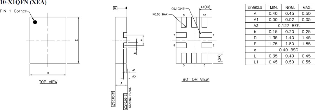 Mechanical Drawing - Diodes Incorporated PI4ULS3V4103 SIM Card Interface Level Shifter