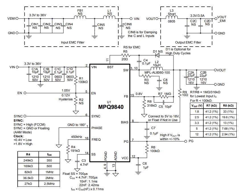 Schematic - Monolithic Power Systems (MPS) EVBL9840-L-00A Evaluation Board
