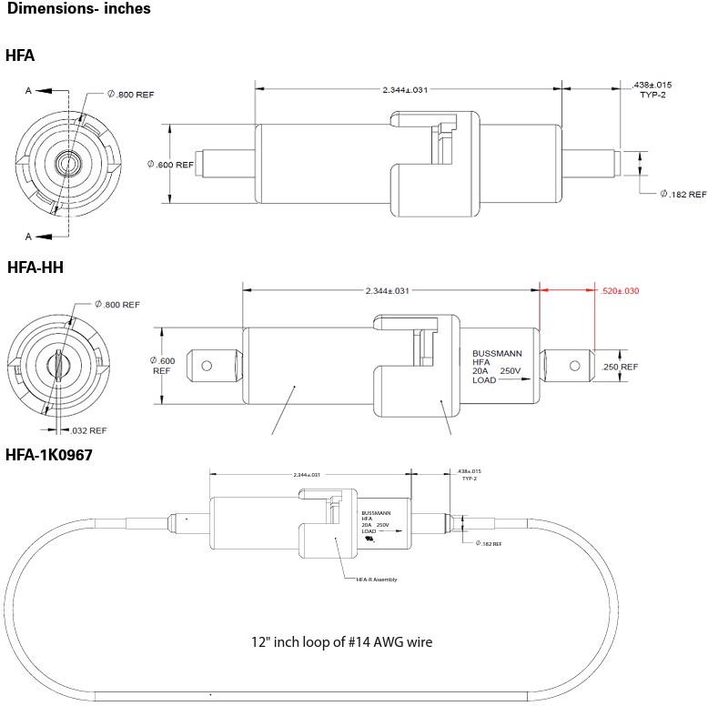 Eaton Electronics 1K0967 HFA In-Line Waterproof Fuse Holders