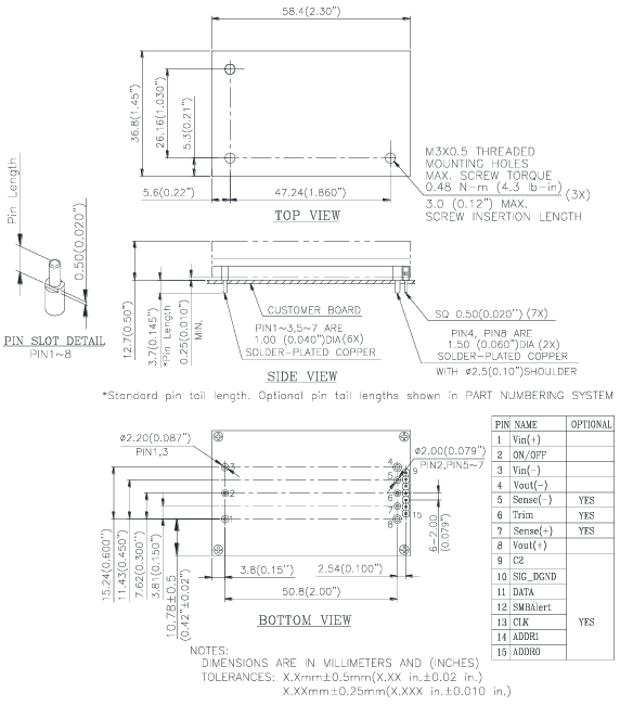 Mechanical Drawing - Delta Electronics Q48SK Quarter Brick DC/DC Converters