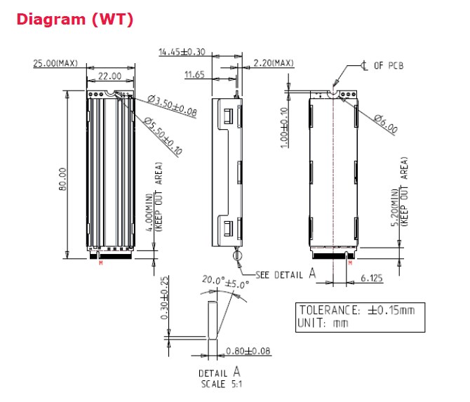 Mechanical Drawing - Innodisk M.2 (P80) 4TG2-P SSDs