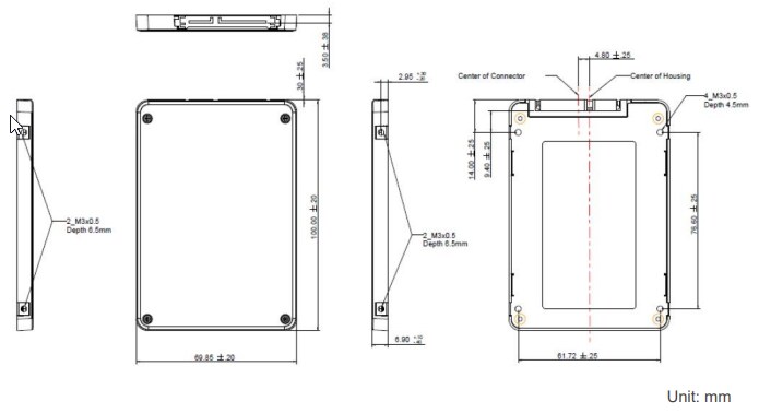 Mechanical Drawing - Apacer Technology Inc. SV24P-25 Serial ATA Flash Drives
