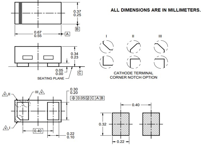 Mechanical Drawing - Taiwan Semiconductor Bi-directional ESD Protection Diodes