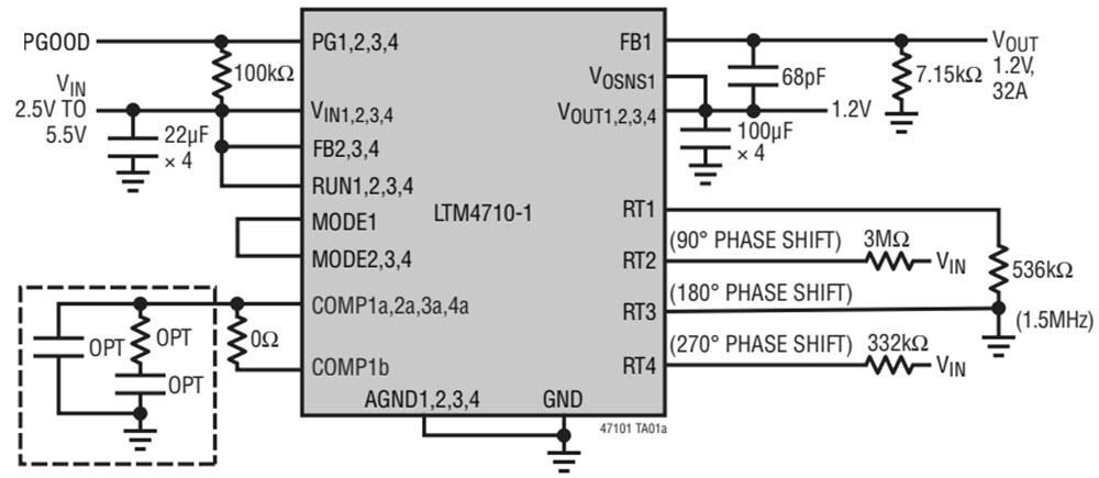 Application Circuit Diagram - Analog Devices Inc. LTM®4710-1 μModule Regulator