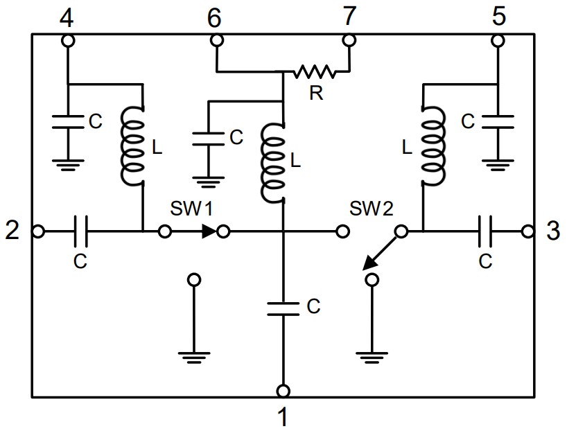 Schematic - MACOM MASW-011129-DIE 2-22GHz AlGaAs SP2T Switch