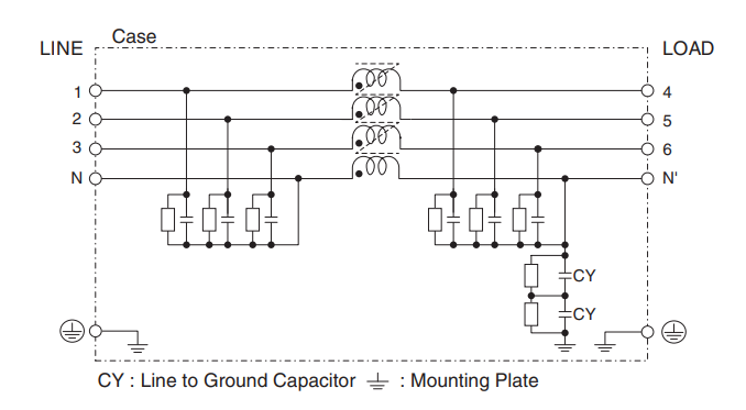 Application Circuit Diagram - Cosel YAC EMI/EMC Filters