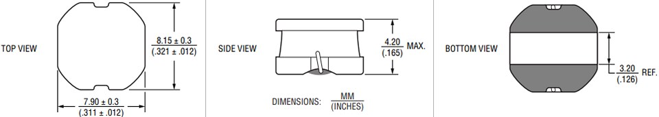 Mechanical Drawing - Bourns SRN8040HA Semi-Shielded Power Inductors
