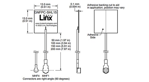 Chart - TE Connectivity / Linx Technologies ANT-GNFPC-SAHL1 Flexible Embedded L1 GNSS Antennas