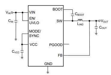 Schematic - Texas Instruments LMR36503E-Q1 Step-Down DC-DC Converters