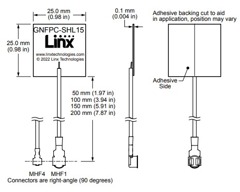 Mechanical Drawing - TE Connectivity / Linx Technologies ANT-GNFPC-SHL15  L1/L5 GNSS Antennas