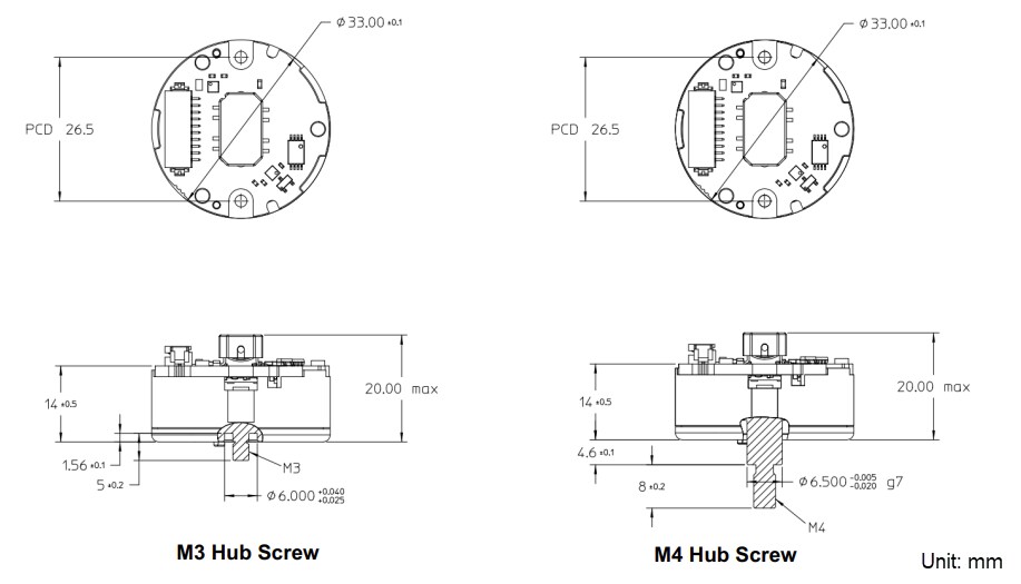 Mechanical Drawing - Broadcom AS33-M42M Absolute Encoder Modules