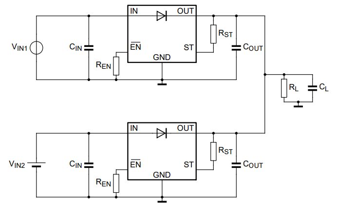 Application Circuit Diagram - Nexperia NID5100 Ideal Diodes