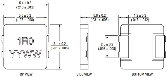 Mechanical Drawing - Bourns SRP0510F Shielded Power Inductors