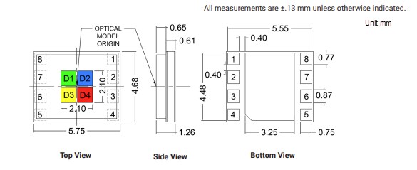 Mechanical Drawing - Cree LED XLamp XN-P Color LEDs