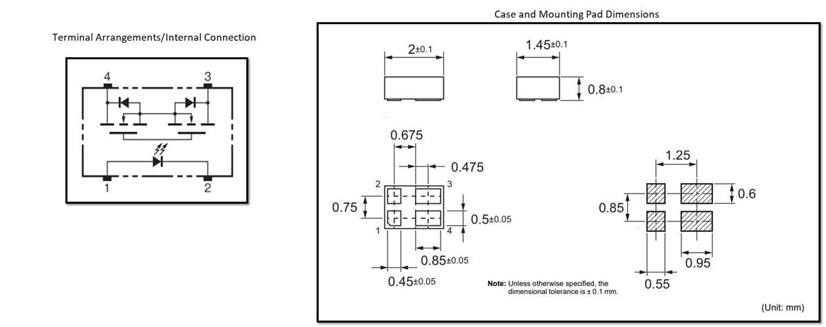 Mechanical Drawing - Omron Electronics G3VM-YR MOSFET Relay