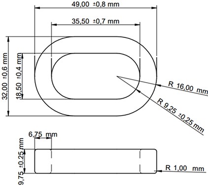 Mechanical Drawing - Würth Elektronik WE-OEFA & WE-OEFA LFS Ferrite Cable Cores