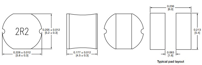 Mechanical Drawing - Vishay / Dale IDCP2218-01 & IDCP3020-01 Ferrite Power Inductors