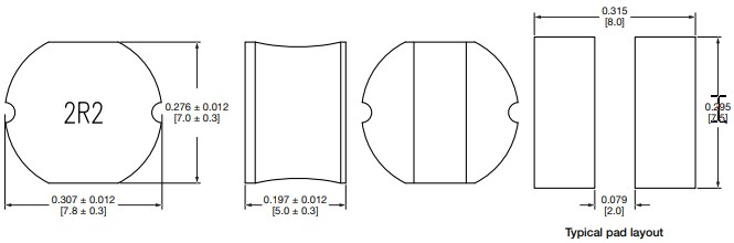 Mechanical Drawing - Vishay / Dale IDCP2218-01 & IDCP3020-01 Ferrite Power Inductors