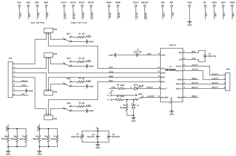 Monolithic Power Systems (MPS) EV6508A Bipolar Stepper Evaluation Board