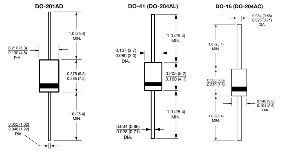 Mechanical Drawing - Vishay General Semiconductor 1N5x Rectifiers