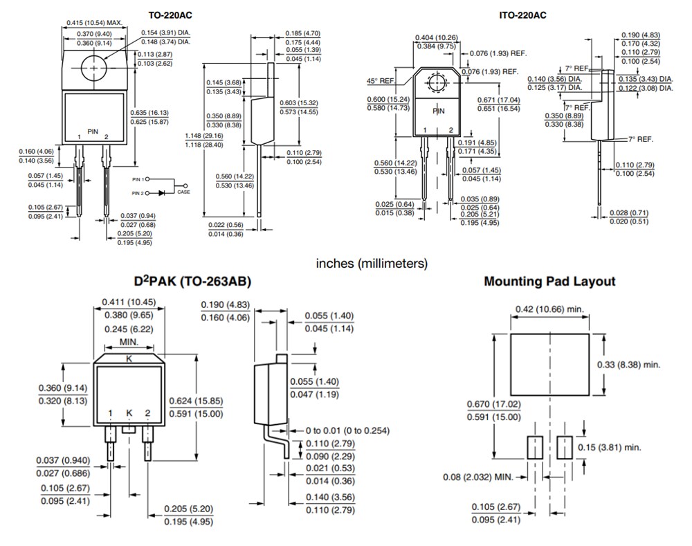 Mechanical Drawing - Vishay Semiconductors FESx Ultrafast Plastic Rectifiers