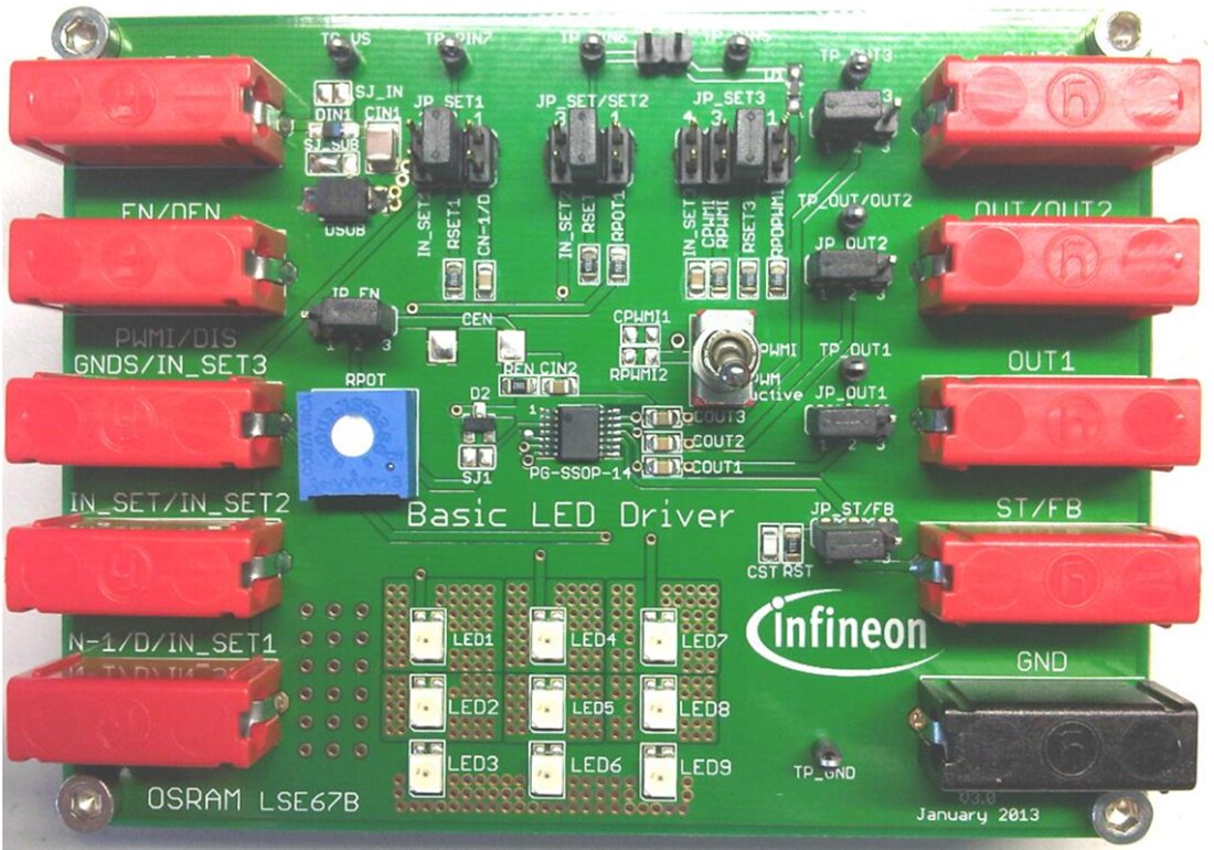 Mechanical Drawing - Infineon Technologies DEMOBOARDTLD1314EL LED Driver Demo Board
