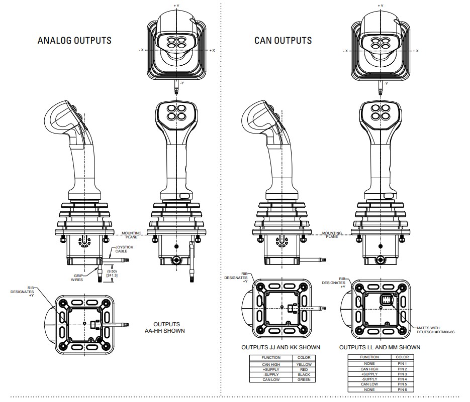 Mechanical Drawing - OTTO HJLG3 Joysticks
