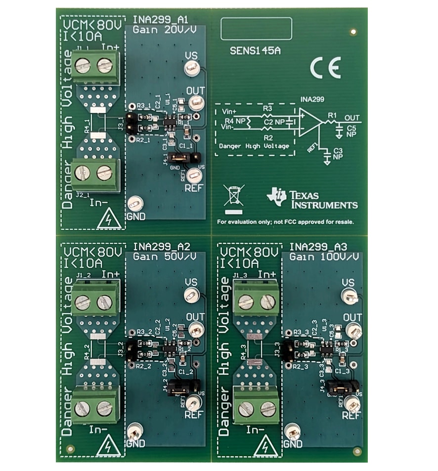 Texas Instruments INA187EVM & INA299EVM Evaluation Modules