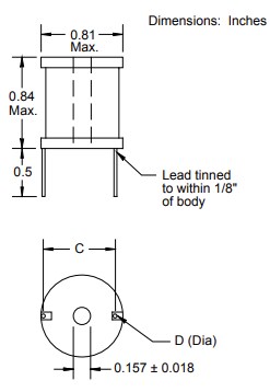 Mechanical Drawing - Bourns 1120 Series High Current Chokes