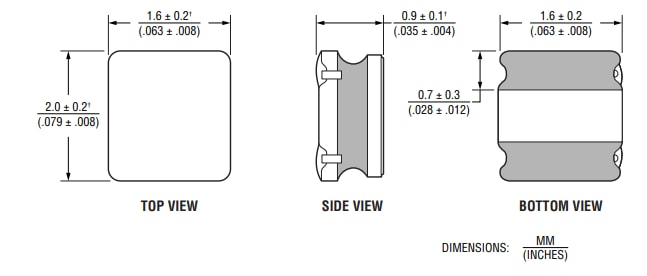Mechanical Drawing - Bourns SRN2010BTA Semi-Shielded Power Inductors