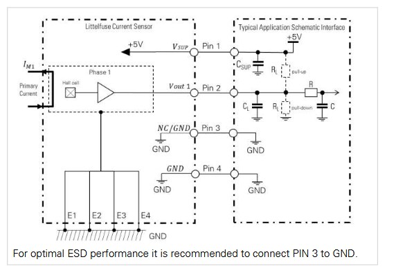 Application Circuit Diagram - Littelfuse CH1P01xM Current Sensors