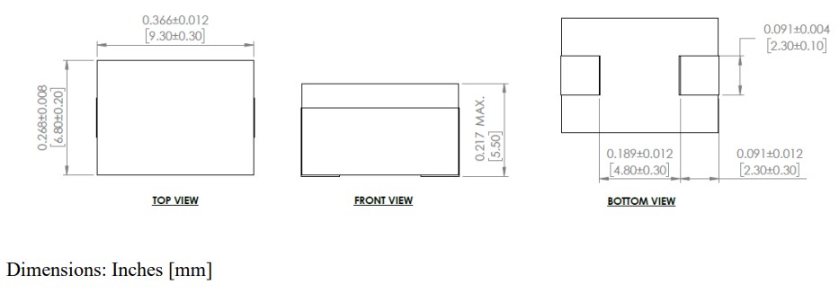 Mechanical Drawing - Abracon AVR-1F090706S Assembly Power Inductors