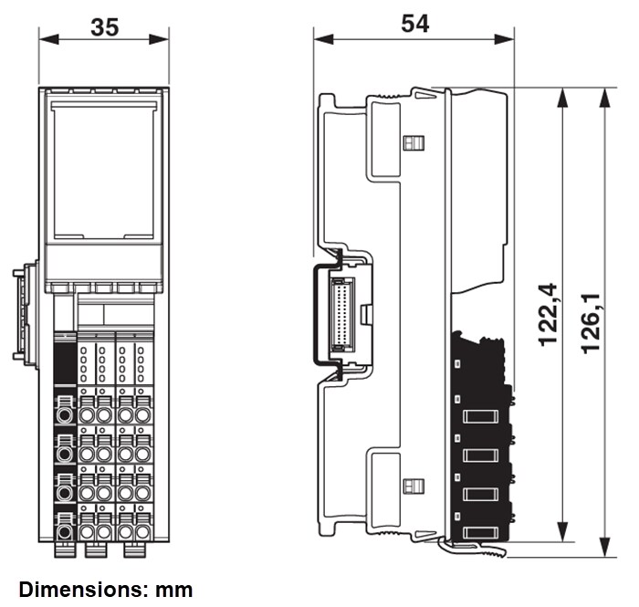 Mechanical Drawing - Phoenix Contact AXL F CNT2 1H Function Module