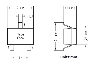 Mechanical Drawing - Diotec Semiconductor MMDT521LW SMD Digital NPN Transistor
